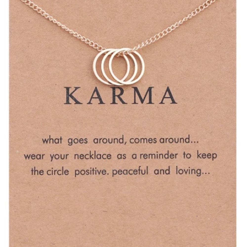 KARMA necklace gold circle positivity peace NEW